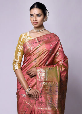 Rust Handloom Baluchari Pure Silk Saree With Blouse Piece