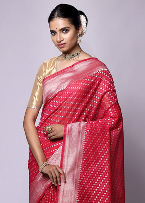 Red Kora Silk Saree With Blouse Piece