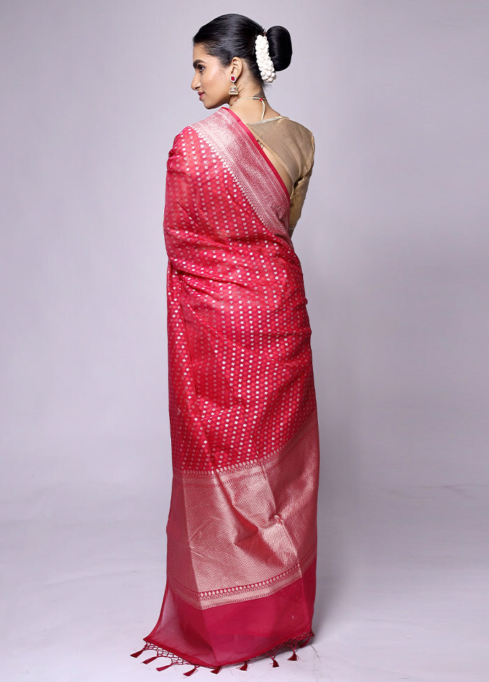 Red Kora Silk Saree With Blouse Piece