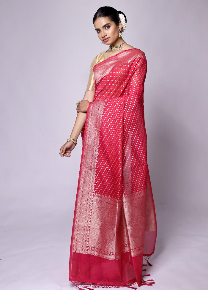 Red Kora Silk Saree With Blouse Piece