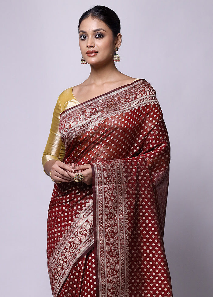 Red Kora Silk Saree With Blouse Piece