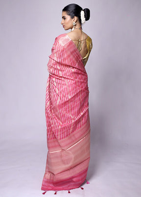 Pink Kora Silk Saree With Blouse Piece