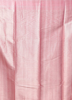 Pink Kora Silk Saree With Blouse Piece