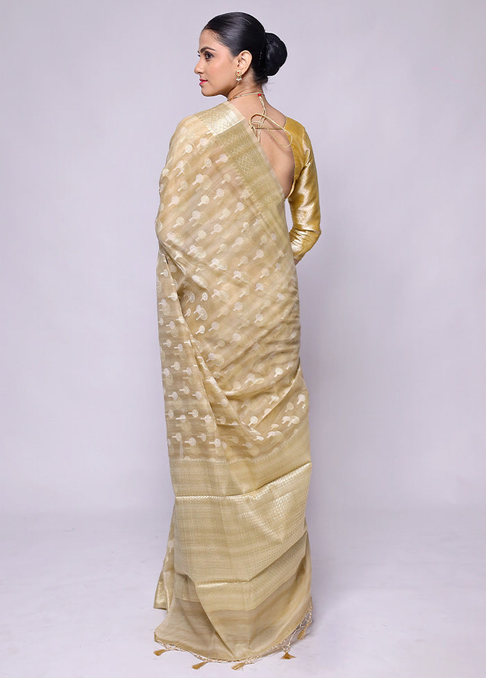 Cream Kora Silk Saree With Blouse Piece