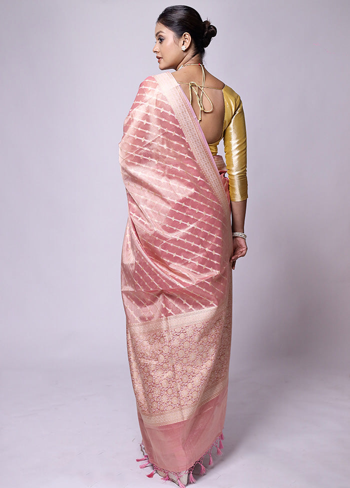 Pink Tissue Silk Saree With Blouse Piece