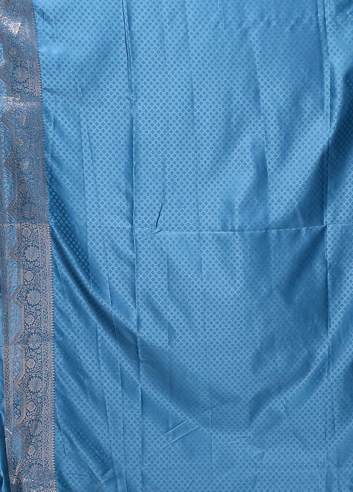 Blue Banarasi Silk Saree With Blouse Piece