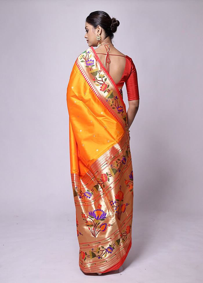 Yellow Katan Silk Saree With Blouse Piece