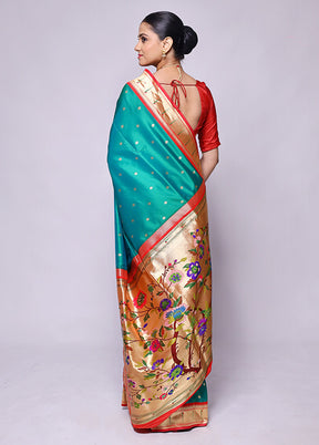 Green Katan Silk Saree With Blouse Piece