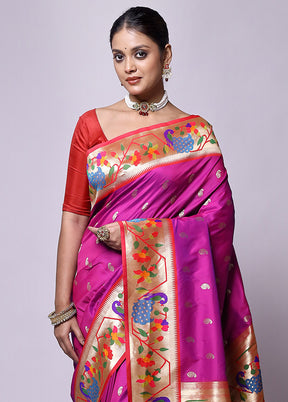 Pink Katan Silk Saree With Blouse Piece