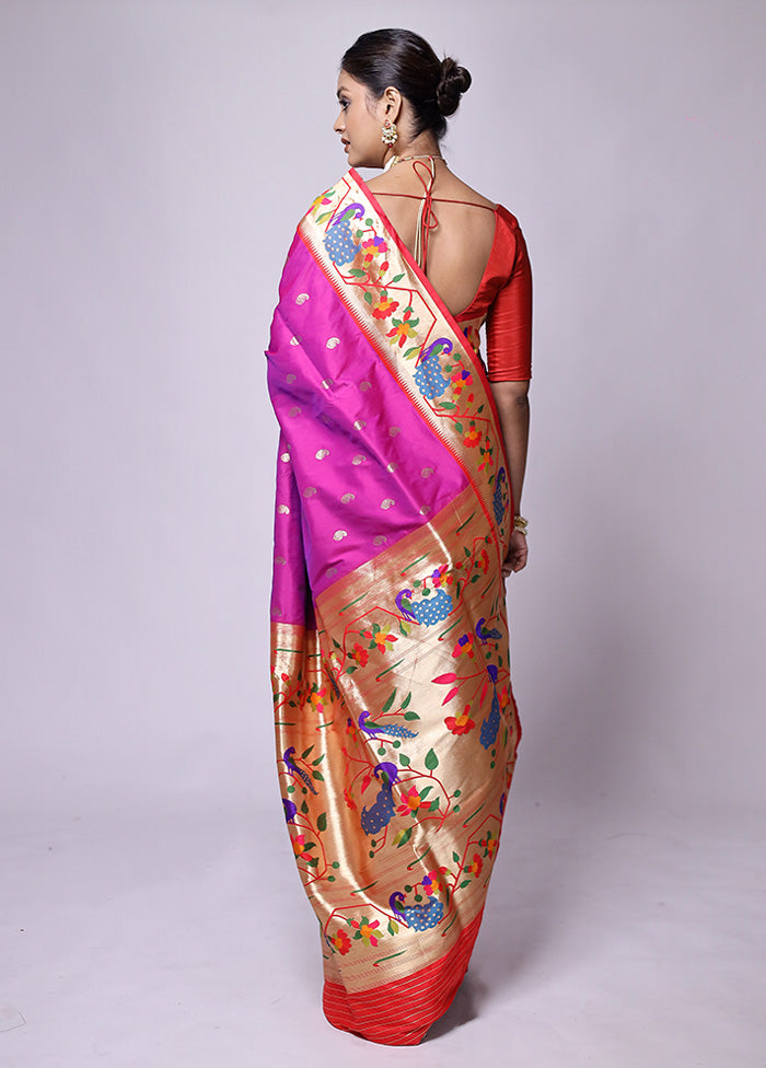 Pink Katan Silk Saree With Blouse Piece