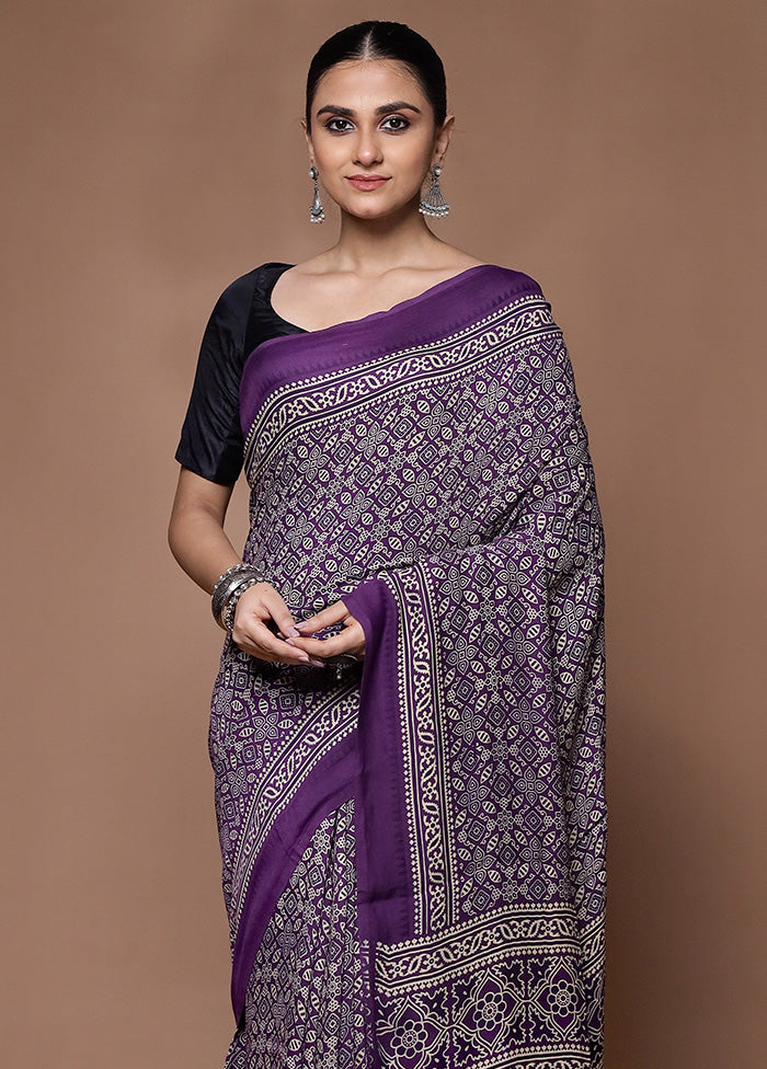 Wine Pure Modal Silk Saree Without Blouse Piece