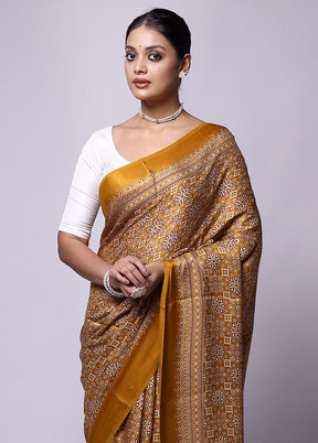 Yellow Pure Modal Silk Saree Without Blouse Piece