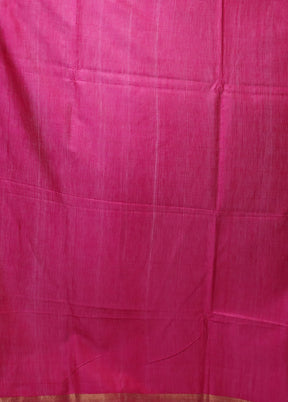 Pink Handloom Tussar Pure Silk Saree With Blouse Piece