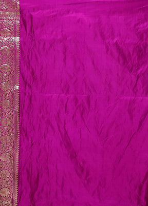 Pink Handloom Banarasi Pure Silk Saree With Blouse Piece