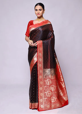 Maroon Banarasi Silk Saree With Blouse Piece