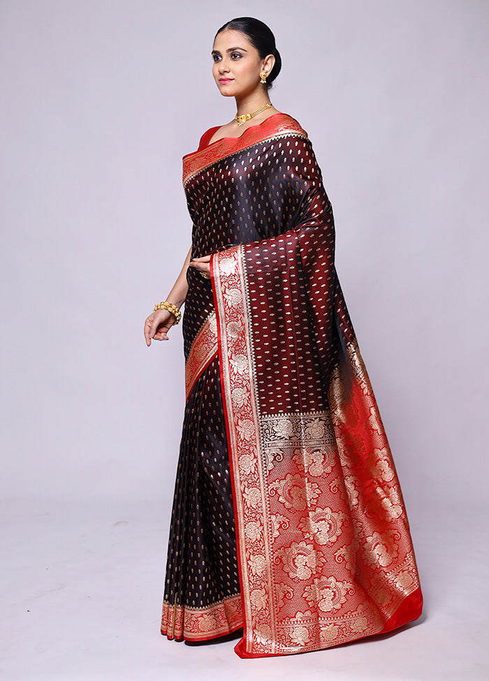 Maroon Banarasi Silk Saree With Blouse Piece