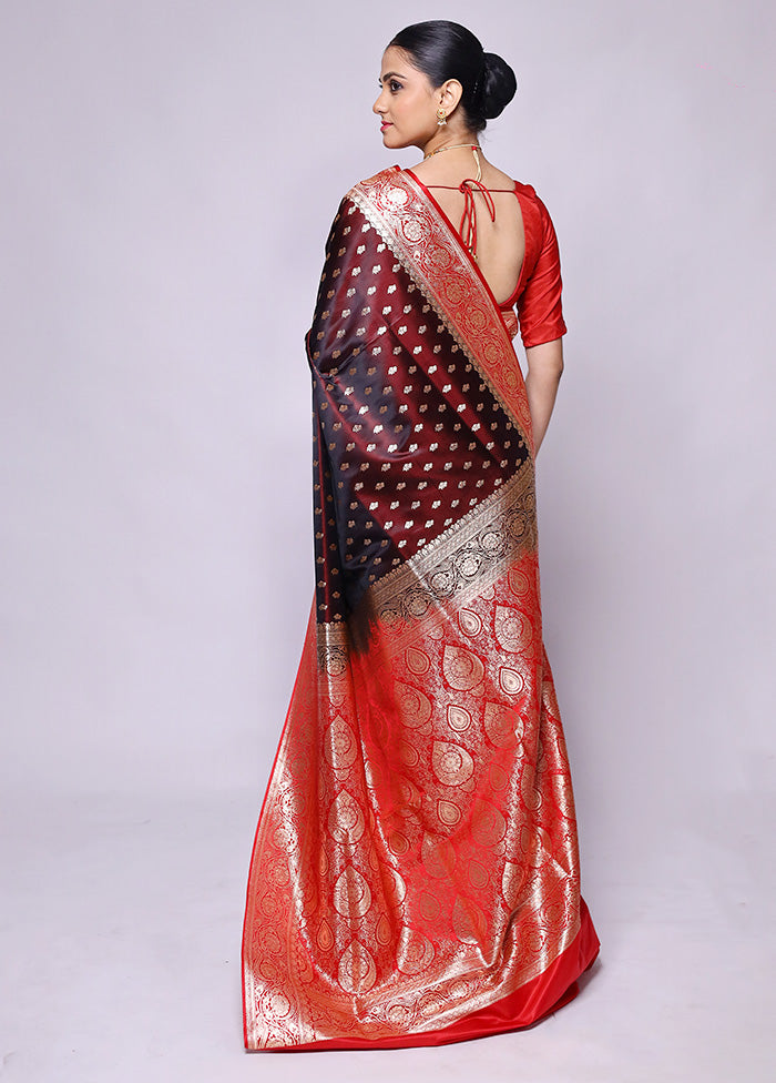 Maroon Banarasi Silk Saree With Blouse Piece