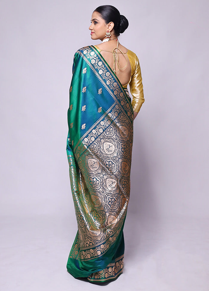 Green Banarasi Silk Saree With Blouse Piece