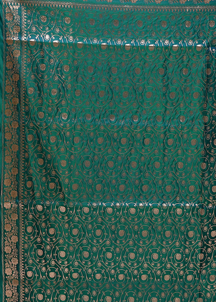 Green Banarasi Silk Saree With Blouse Piece