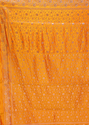 Yellow Banarasi Silk Saree With Blouse Piece