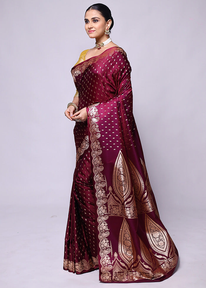 Purple Banarasi Silk Saree With Blouse Piece