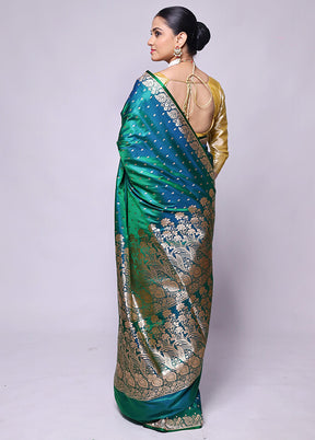 Green Banarasi Silk Saree With Blouse Piece