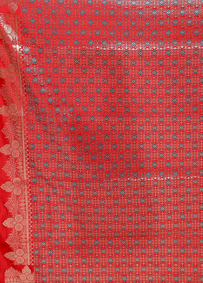 Red Banarasi Silk Saree With Blouse Piece