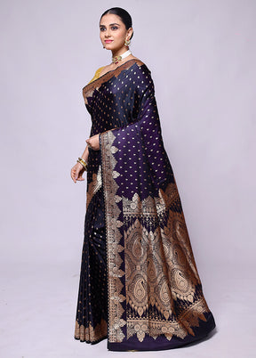 Purple Banarasi Silk Saree With Blouse Piece