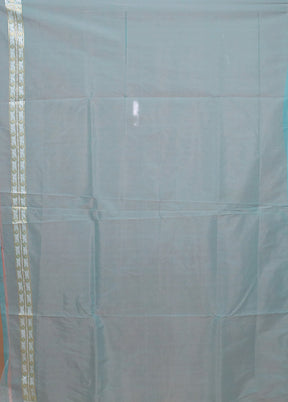 Blue Kora Silk Saree With Blouse Piece