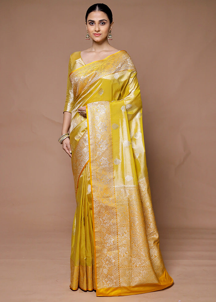 Yellow Tissue Silk Saree With Blouse Piece