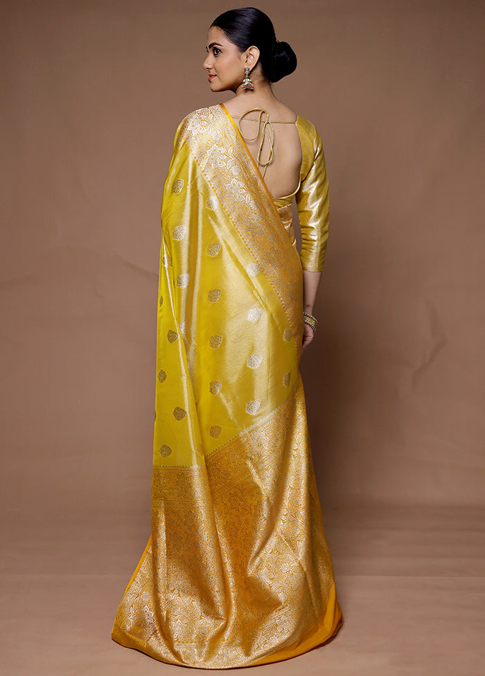 Yellow Tissue Silk Saree With Blouse Piece