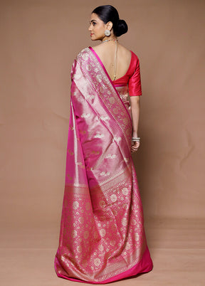 Pink Tissue Silk Saree With Blouse Piece