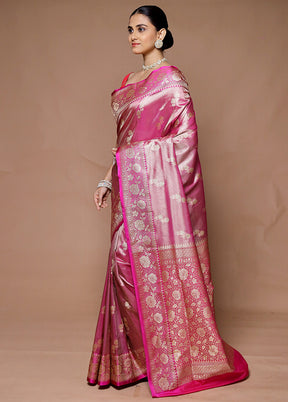 Pink Tissue Silk Saree With Blouse Piece