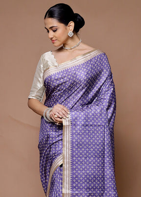 Purple Tussar Silk Saree With Blouse Piece