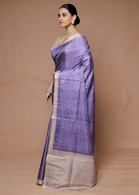 Purple Tussar Silk Saree With Blouse Piece