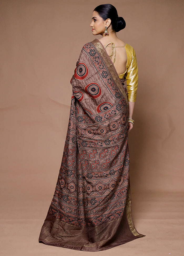 Brown Pure Modal Silk Saree Without Blouse Piece