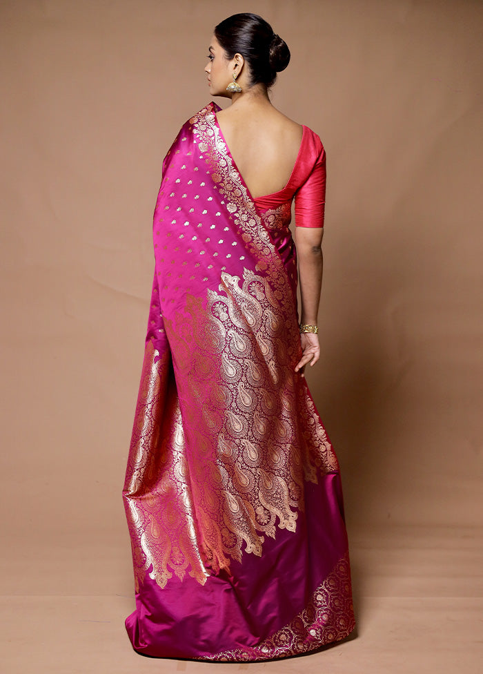 Purple Banarasi Silk Saree With Blouse Piece