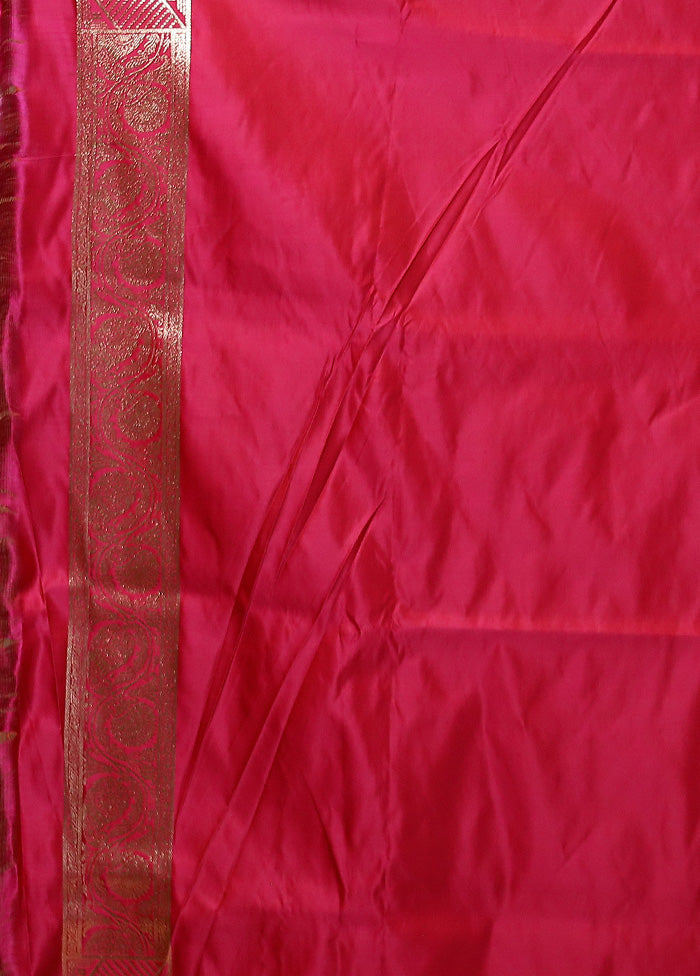 Pink Banarasi Silk Saree With Blouse Piece