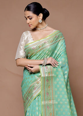 Green Kora Silk Saree With Blouse Piece