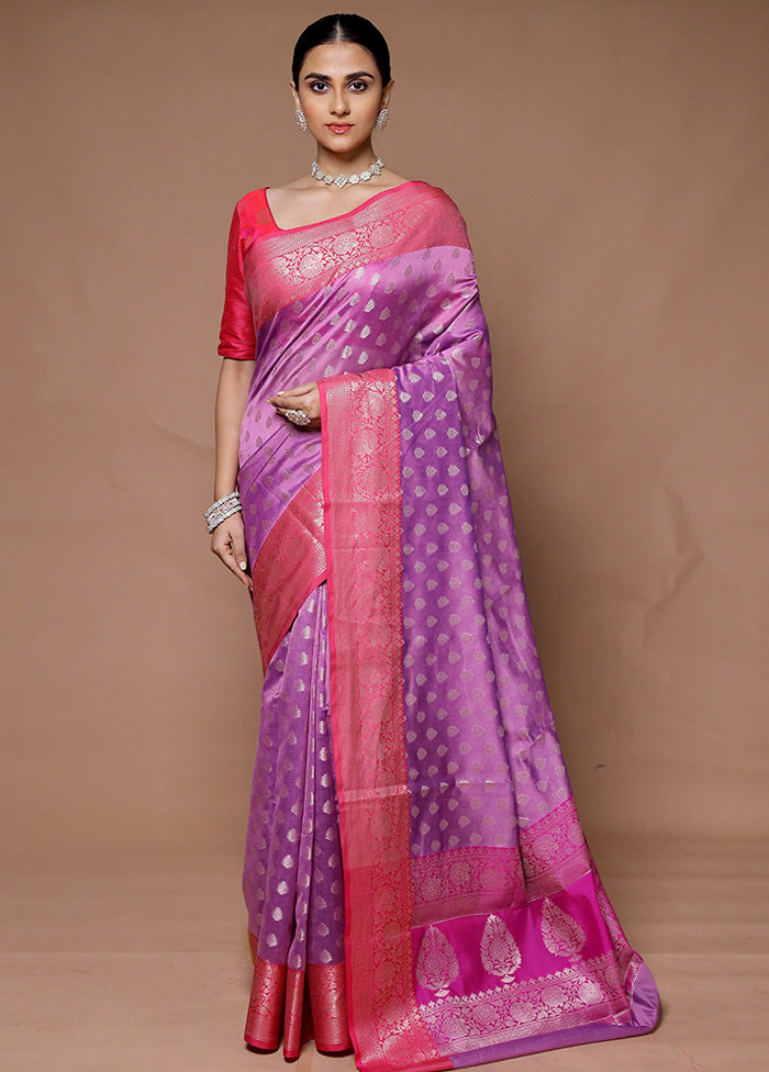 Pink Kora Silk Saree With Blouse Piece