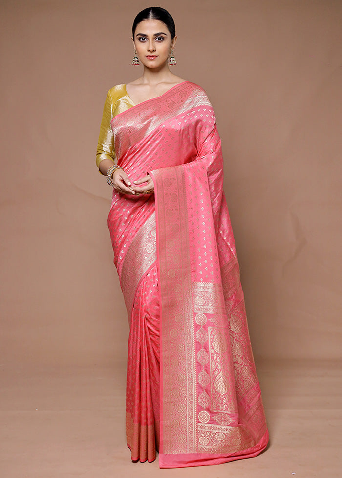 Pink Georgette Saree With Blouse Piece