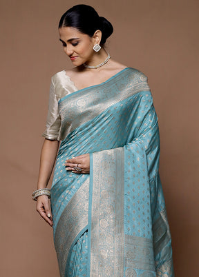 Blue Georgette Saree With Blouse Piece