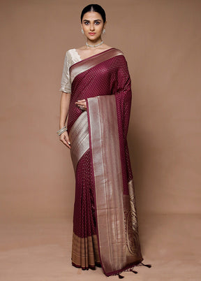 Maroon Georgette Saree With Blouse Piece