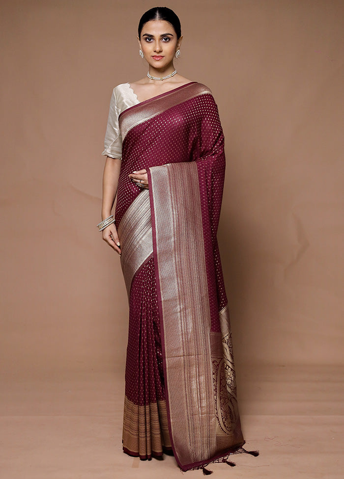 Maroon Georgette Saree With Blouse Piece