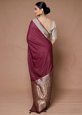 Maroon Georgette Saree With Blouse Piece