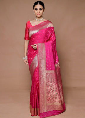 Pink Dupion Silk Saree With Blouse Piece