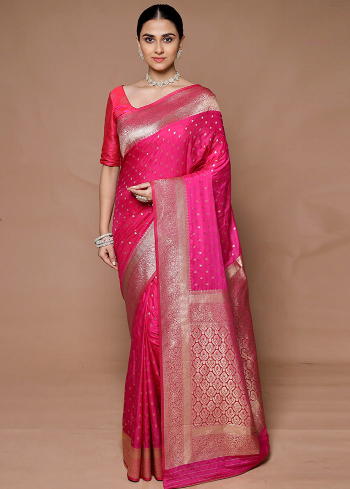 Pink Dupion Silk Saree With Blouse Piece