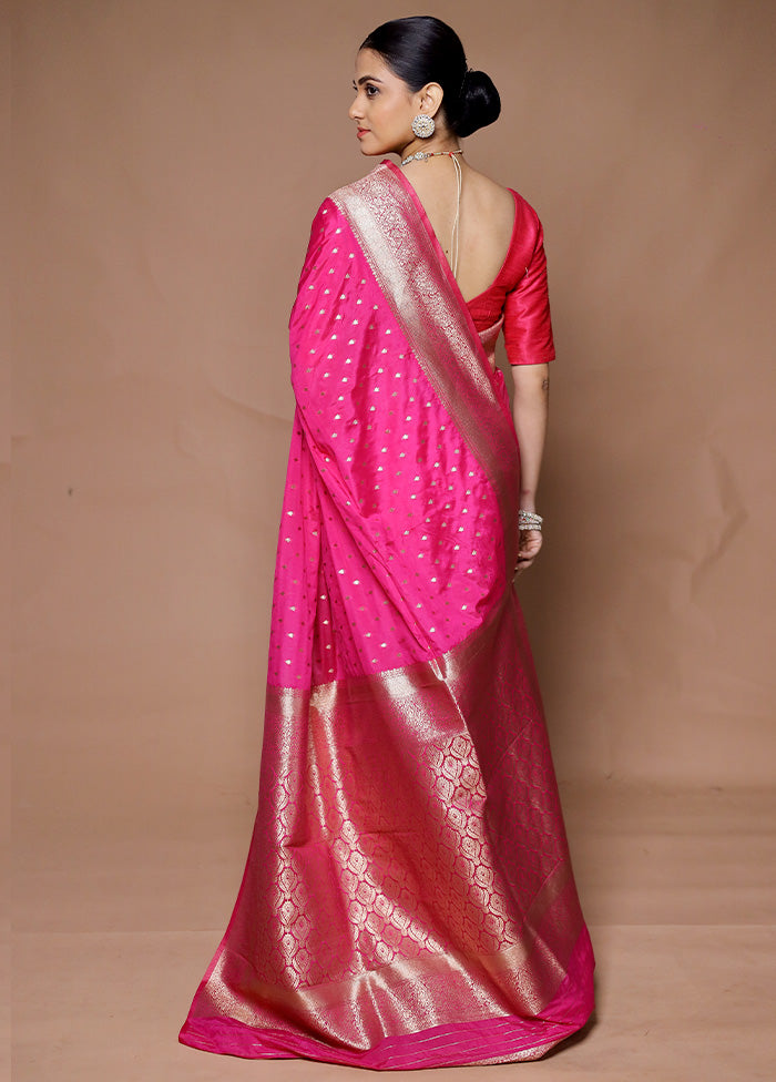 Pink Dupion Silk Saree With Blouse Piece