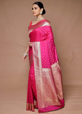 Pink Dupion Silk Saree With Blouse Piece