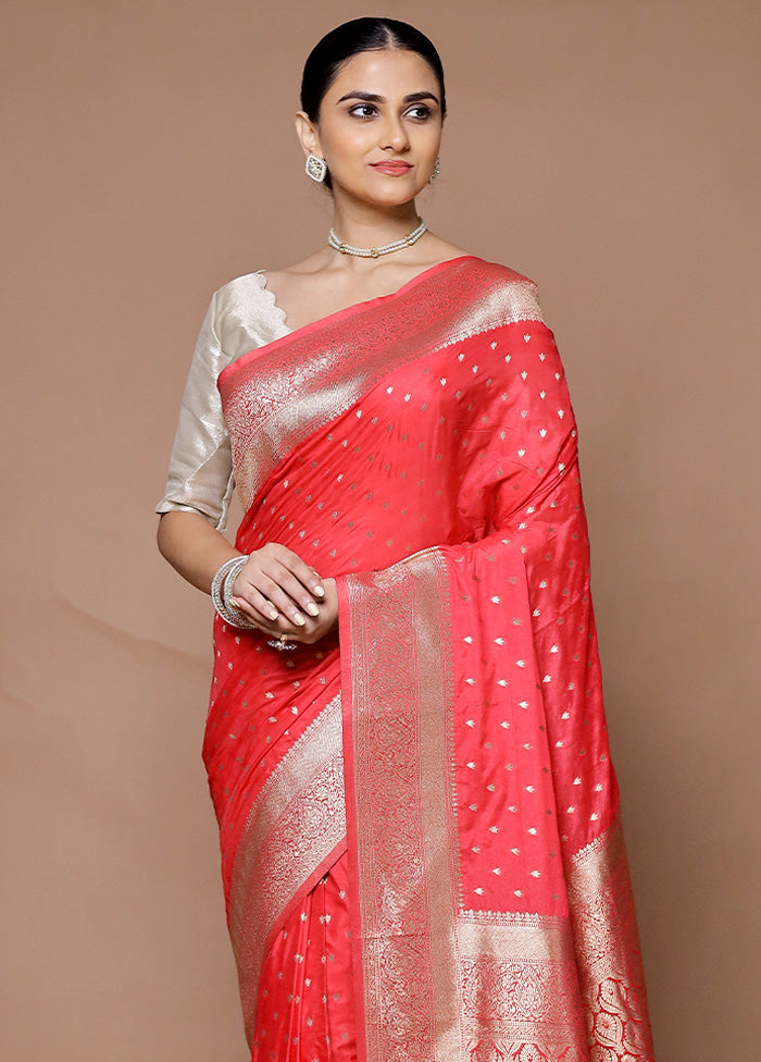 Pink Dupion Silk Saree With Blouse Piece